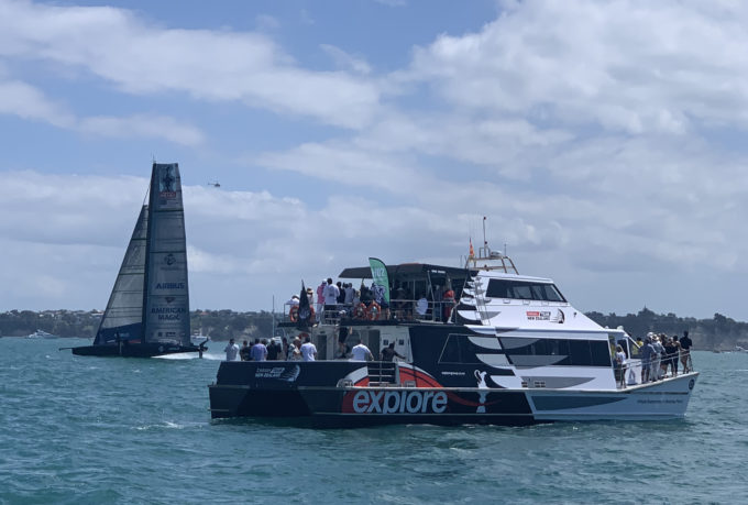 NZ ferry and Americas Cup boat